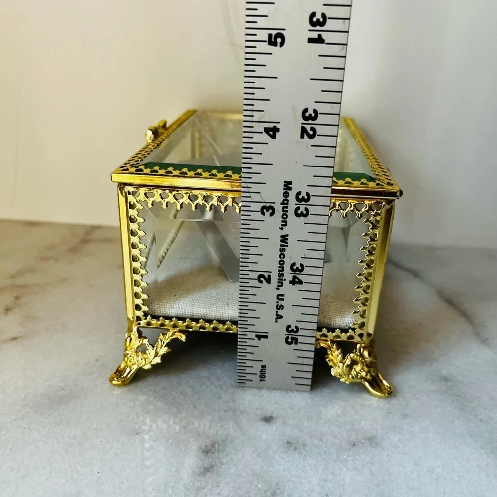 Elegant Gold Glass Jewelry Box